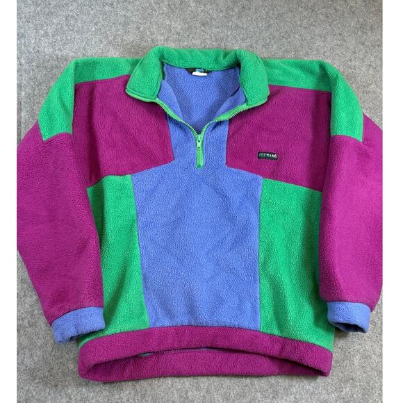 Vintage Other - Vtg 90s Tsunami Park City Utah 1/4 Fleece Sweater Mens M Multicolor Colorblock